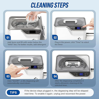 LifeBasis Ultrasonic Jewelry Cleaner, Professional 45kHz Ultrasonic Cleaner - Image 7