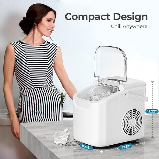 Countertop Ice Maker Machine, 8 Ice Cubes in 6 mins, 26lb/Day Ice - Image 7