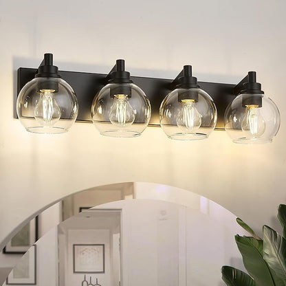 METWET Bathroom Light Fixtures, 4 Light Matte Black Vanity Light, 26 Inch - Image 7
