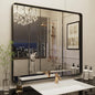 ISKM Black Bathroom Mirror for Wall 40" x 38" Matte Black Framed Vanity Mirror by ISKM-IStillKeepMovin
