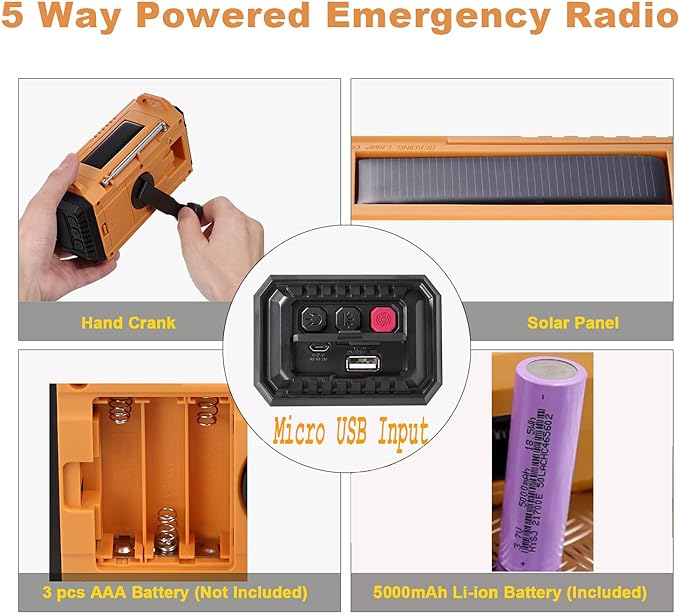 NOAA Weather Radio AM/FM/Shortwave, 5 Way Powered Emergency Radio - Image 3