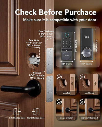 Devo G3 Fingerprint Smart Door Lock, Keyless Entry Door Lock, App Control - Image 6