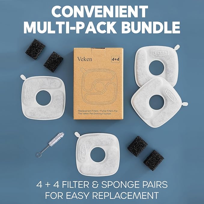 Veken Cat Water Fountain Filters, 4 Pack Replacement Filters & 4 Pack - Image 9