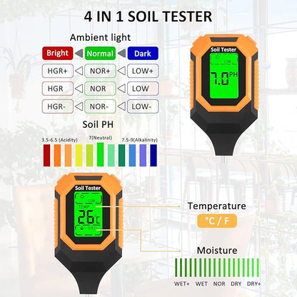 4-in-1 Soil Moisture Meter Digital PH Meter/Soil Moisture/Plant - Image 4
