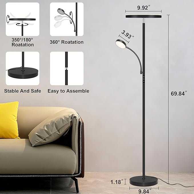 Floor Lamp-42W/4200LM Super Bright Floor Lamp, Dimmable 2-in-1 LED Floor Lamp - Image 5