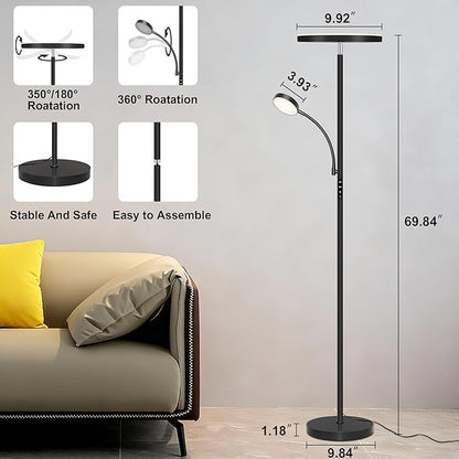 Floor Lamp-42W/4200LM Super Bright Floor Lamp, Dimmable 2-in-1 LED Floor Lamp - Image 5