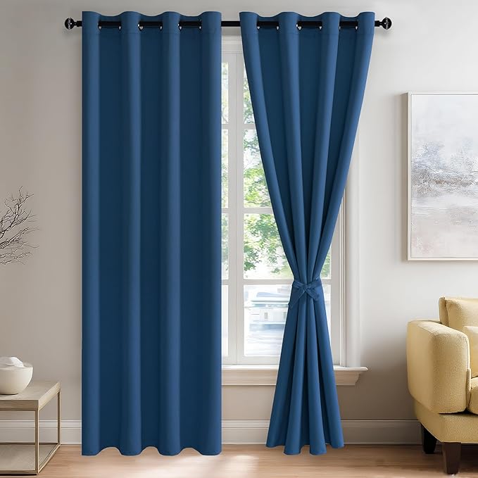 JIUZHEN Blackout Curtains with Tiebacks-Thermal Insulated, Light Blocking/Noise by JIUZHEN