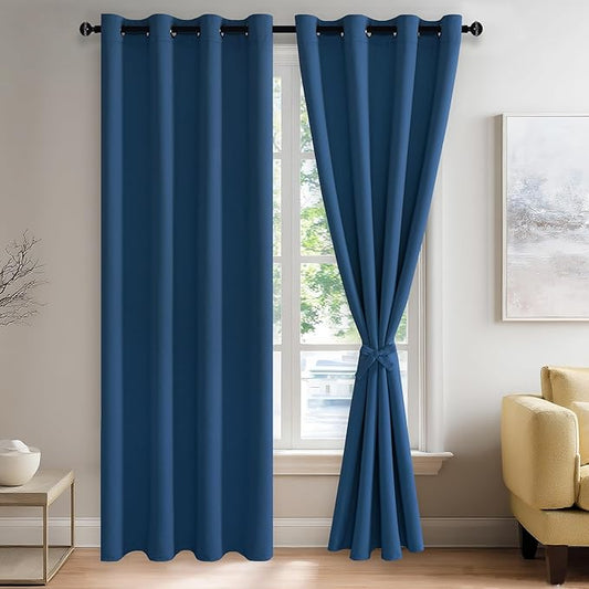JIUZHEN Blackout Curtains with Tiebacks-Thermal Insulated, Light Blocking/Noise by JIUZHEN