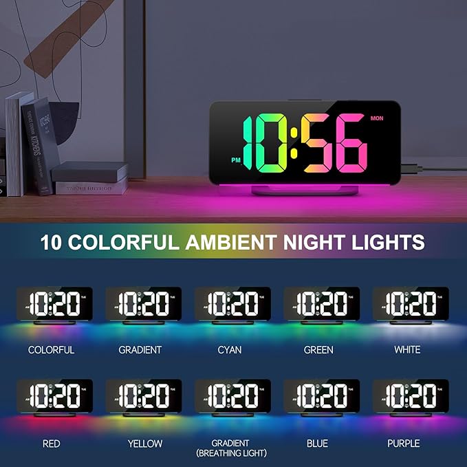 Digital Alarm Clock, Large LED Digital Clock - Image 3