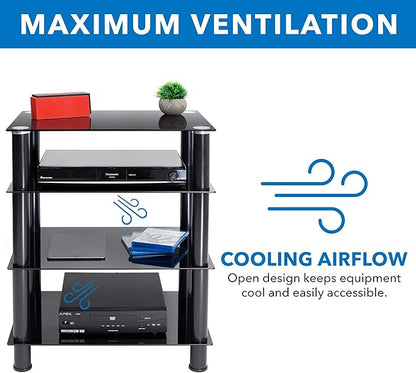 Mount-It! Tempered Glass AV Component Media Stand, Audio Tower and Media Center - Image 8