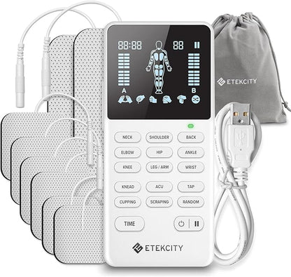 Etekcity 4-Channel Rechargeable TENS Unit, FSA-HSA Eligible Muscle Stimulator by Etekcity