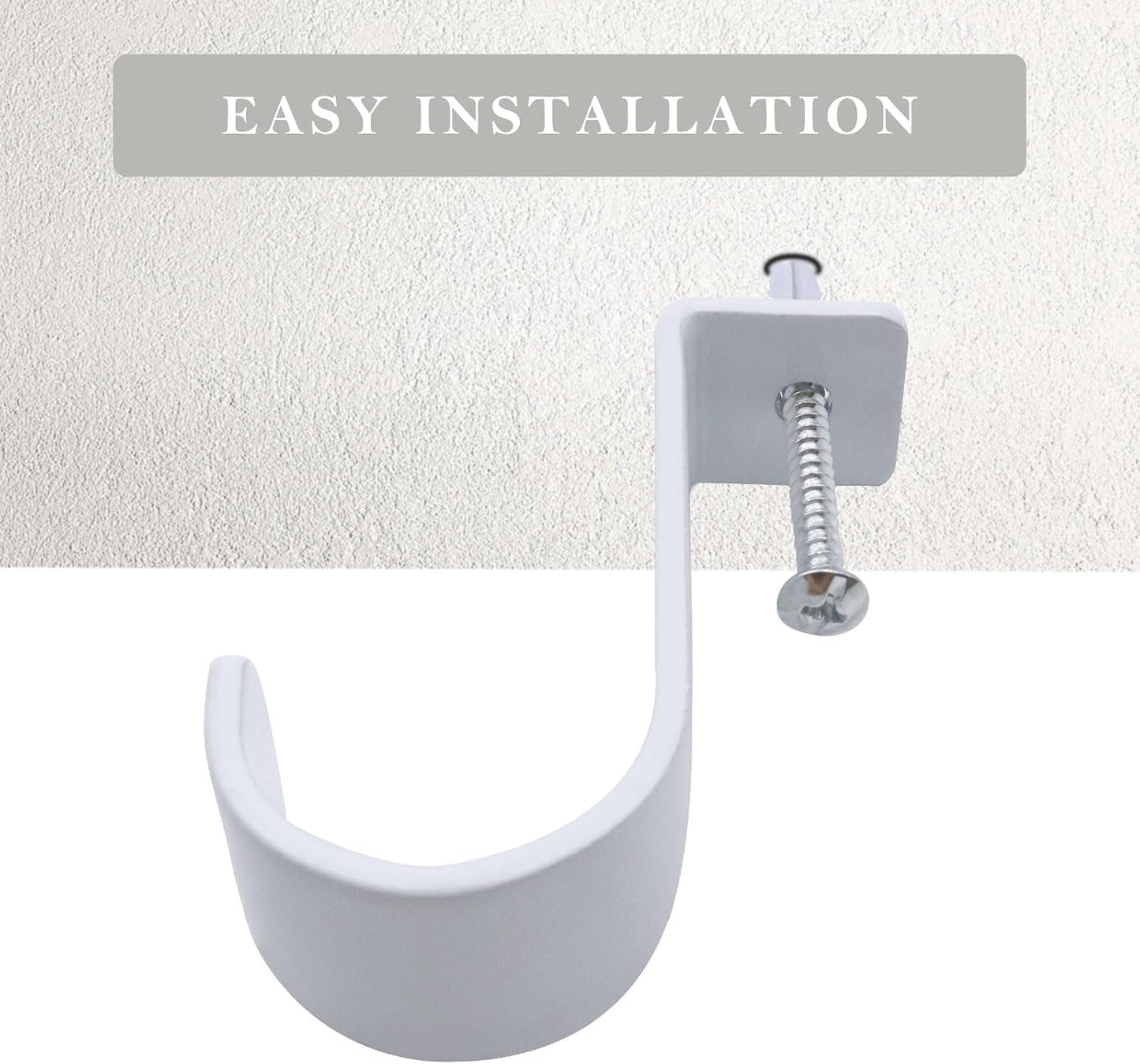 Ceiling Curtain Rod Brackets 3 Pack Metal Holders with Screws, Ceiling Mount Brackets for 1 Inch Rod, Sturdy Hooks for Bedroom Living Room Office, White