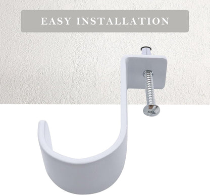 Ceiling Curtain Rod Brackets 3 Pack Metal Holders with Screws, Ceiling Mount Brackets for 1 Inch Rod, Sturdy Hooks for Bedroom Living Room Office, White