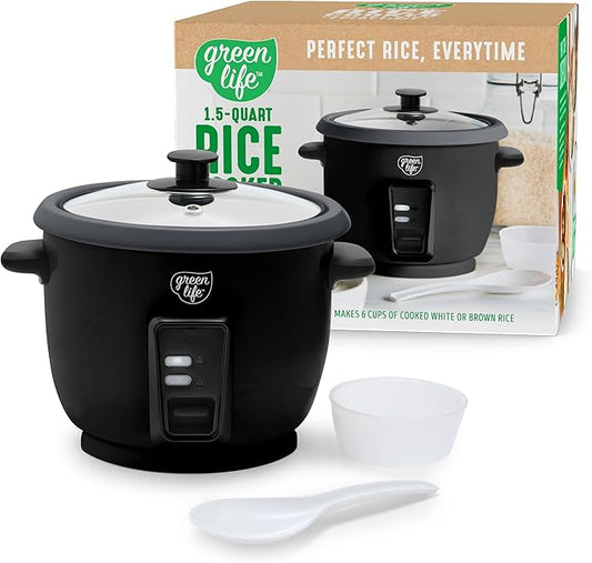 GreenLife Rice Cooker with Removable PFAS-Free Ceramic Nonstick Pot, 3-Cups by GreenLife