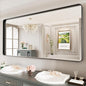 LOAAO 77X36 Inch Black Metal Framed Bathroom Mirror by LOAAO
