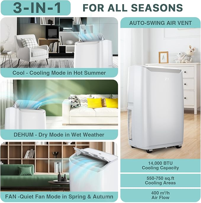 Portable Air Conditioners 14, 000 BTU, Portable AC Units - Image 4