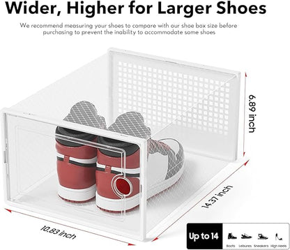 Kuject XX-Large Shoe Storage Boxes Organizers Clear Plastic Stackable 12 Pack - Image 3
