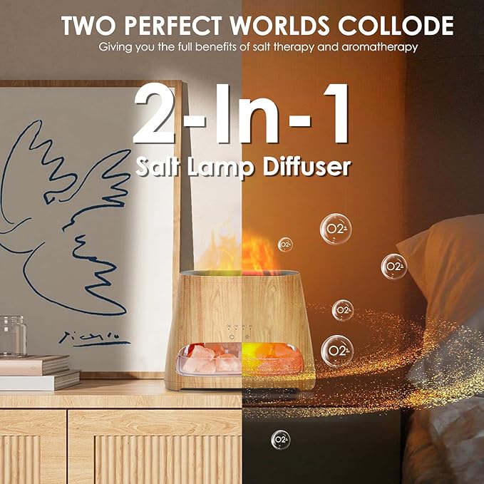 SALKING 2-in-1 Ultrasonic Essential Oil Diffuser & Himalayan Salt Lamp - Image 3