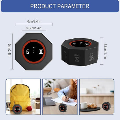 GuDoQi Digital Productivity Timer, Octagon Rotating Pomodoro Timers - Image 2