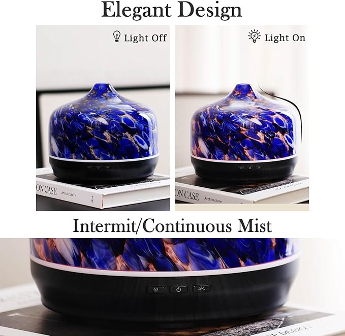 Porseme 500ml Glass Essential Oil Diffuser Aromatherapy Ultrasonic Cool Mist - Image 3