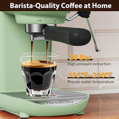 Espresso Machine with Steam Milk Frother Semi Automatic 20 Bar Compact Green - Image 2