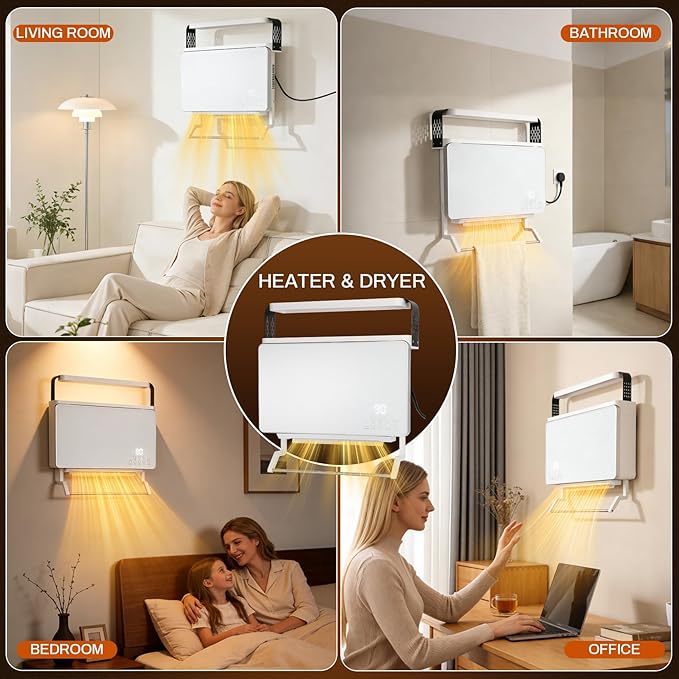 Wall Mounted Heater 1800W with Storage Rack, Smart Energy-Efficient Electric - Image 8