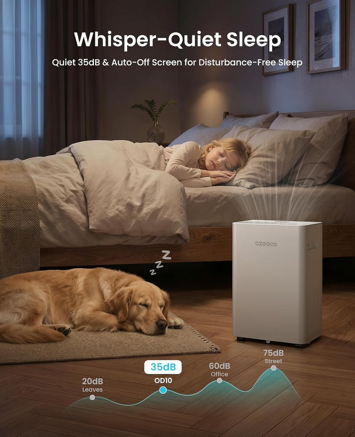 34 Pint/Day Dehumidifier for Basement with Drain Hose, 2500 Sq.Ft, 35dB