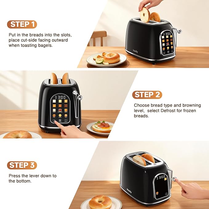 Mecity Toaster 2 Slice, Touch Screen Wide Slot Retro Toaster - Image 7