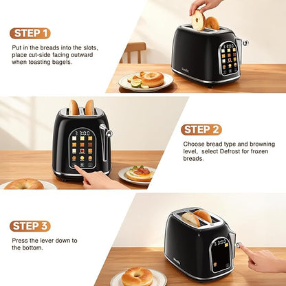 Mecity Toaster 2 Slice, Touch Screen Wide Slot Retro Toaster - Image 7