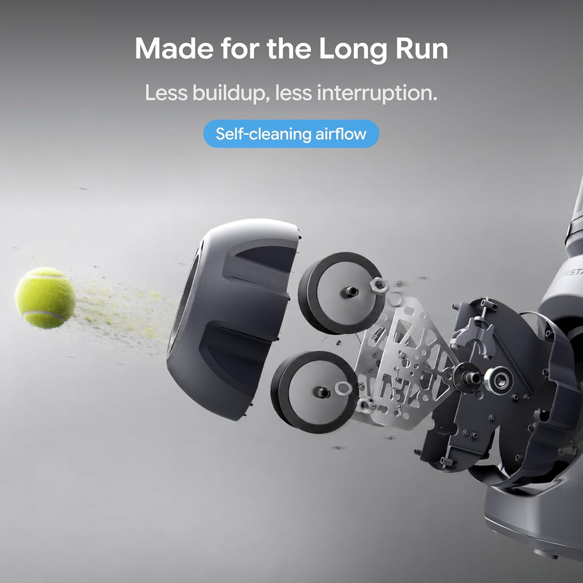 tero tennis ball machine, smart portable tennis robot, front angle view