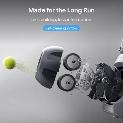 tero tennis ball machine, smart portable tennis robot, front angle view