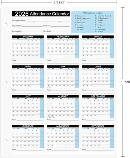 2026 Attendance Calendar Work Tracker Attendance Calendar Cards - Image 4