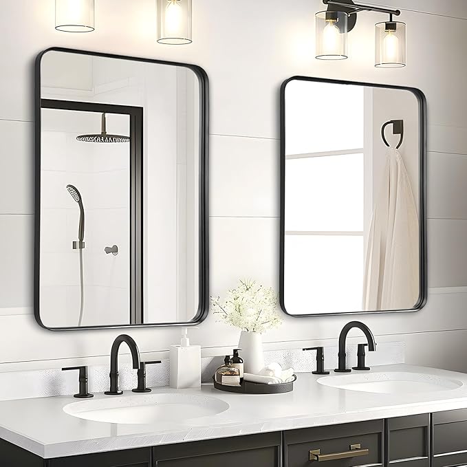 Fabuday Bathroom Mirrors Over Sink 2 Pack- 36x24 Inch Black Matte Framed by Fabuday
