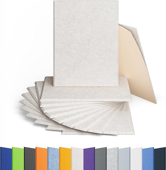 Amantech 12 Pack Acoustic Panels Self Adhesive Sound Proof Foam, High Density by Amantech