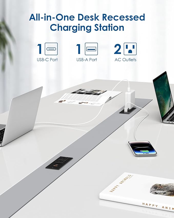 Recessed Power Strip USB C PD 30W Fast Charging, Flush Mount Desk Recessed - Image 4