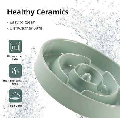 3.2 Cup Ceramic Raised Slow Feeder Dog Bowl Set, Elevated 8.2inch Bowl and - Image 7
