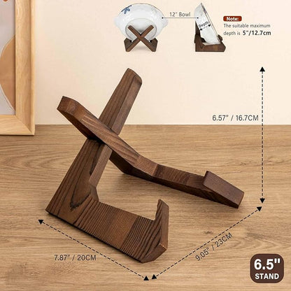 ANBOXIT Bowl Stands for Display, 6.5 Inch Plate Holder, Wooden Easel Frame - Image 4