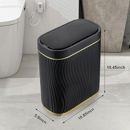 Bathroom Small Trash Can 2 Gallon Black Sensor Garbage Can - Image 2