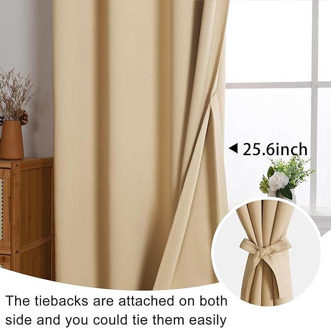 JIUZHEN Blackout Curtains with Tiebacks - Image 6