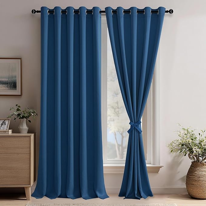 JIUZHEN Blackout Curtains with Tiebacks-Thermal Insulated, Light Blocking and by JIUZHEN