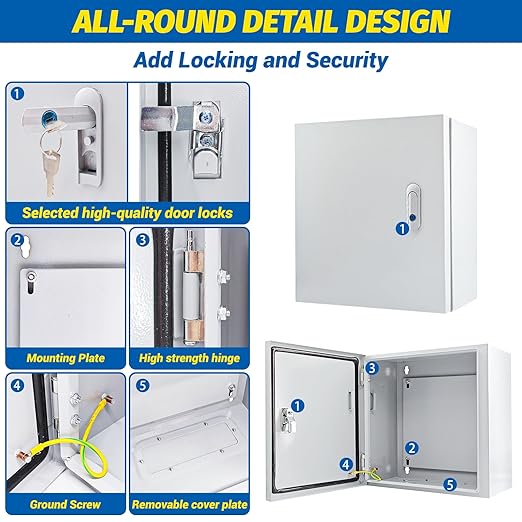 Electrical Box 12 x 12 x 8'' Steel Electrical Junction Box，NEMA 4X Steel - Image 4