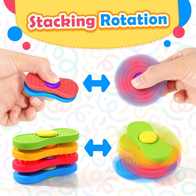 Sensory Fidget Spinnes for Kids Adults：Textured Finger Fidgets 4 Pack, Quiet - Image 3