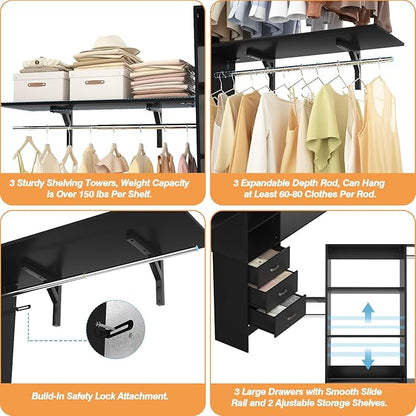 Armocity 96 Inches Closet System, 8FT Walk In Closet Organizer - Image 5