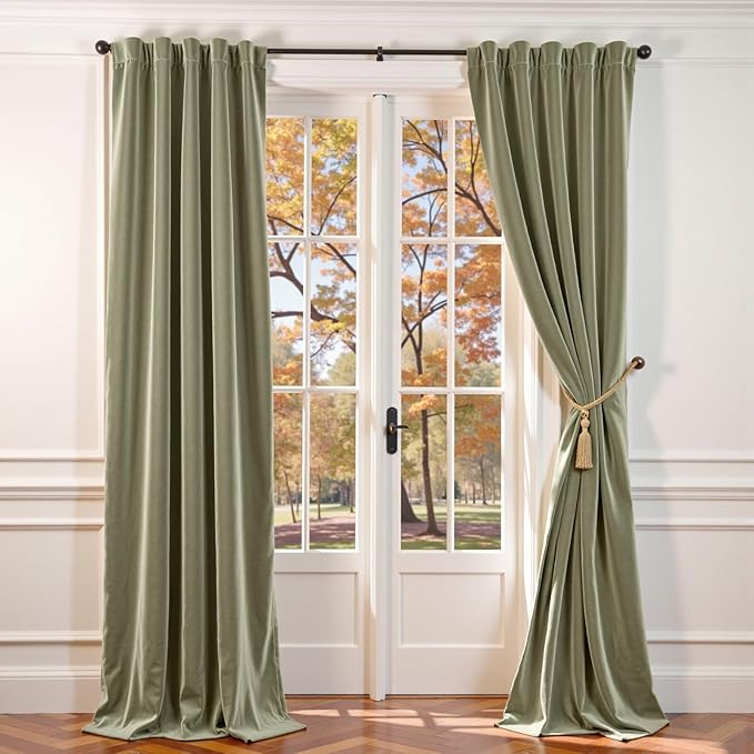 Lazzzy Velvet Blackout Extra Long Curtains Thermal Insulated Room Window Drapes by Lazzzy