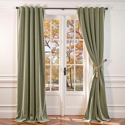 Lazzzy Velvet Blackout Extra Long Curtains Thermal Insulated Room Window Drapes by Lazzzy