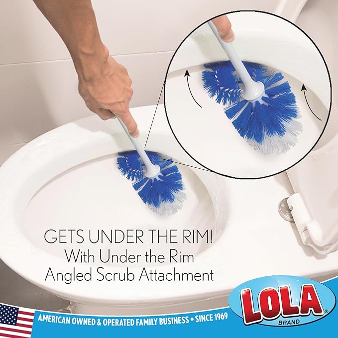 LOLA Classic Toilet Brush w/Under-The-Rim Scrubber, 4 Pack, Deep Cleans The - Image 3