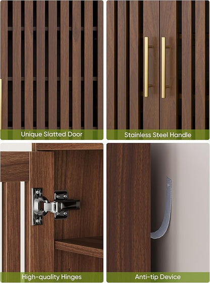 Shoe Storage Cabinet with 2 Slatted Doors, 6-Tier Large Shoe Cabinet with - Image 4