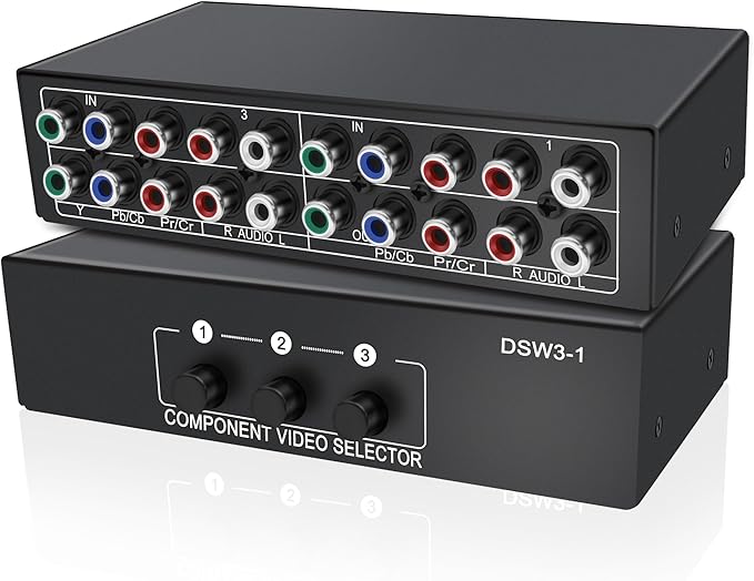 XMSJSIY Component AV Video Switch 3 in 1 Out Composite 5 RCA YPbPr RGB Selector by XMSJSIY