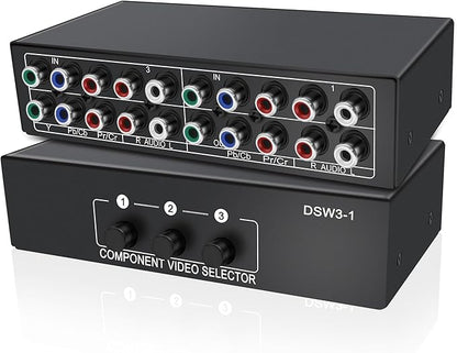 XMSJSIY Component AV Video Switch 3 in 1 Out Composite 5 RCA YPbPr RGB Selector by XMSJSIY