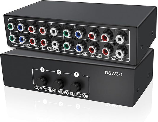 XMSJSIY Component AV Video Switch 3 in 1 Out Composite 5 RCA YPbPr RGB Selector by XMSJSIY